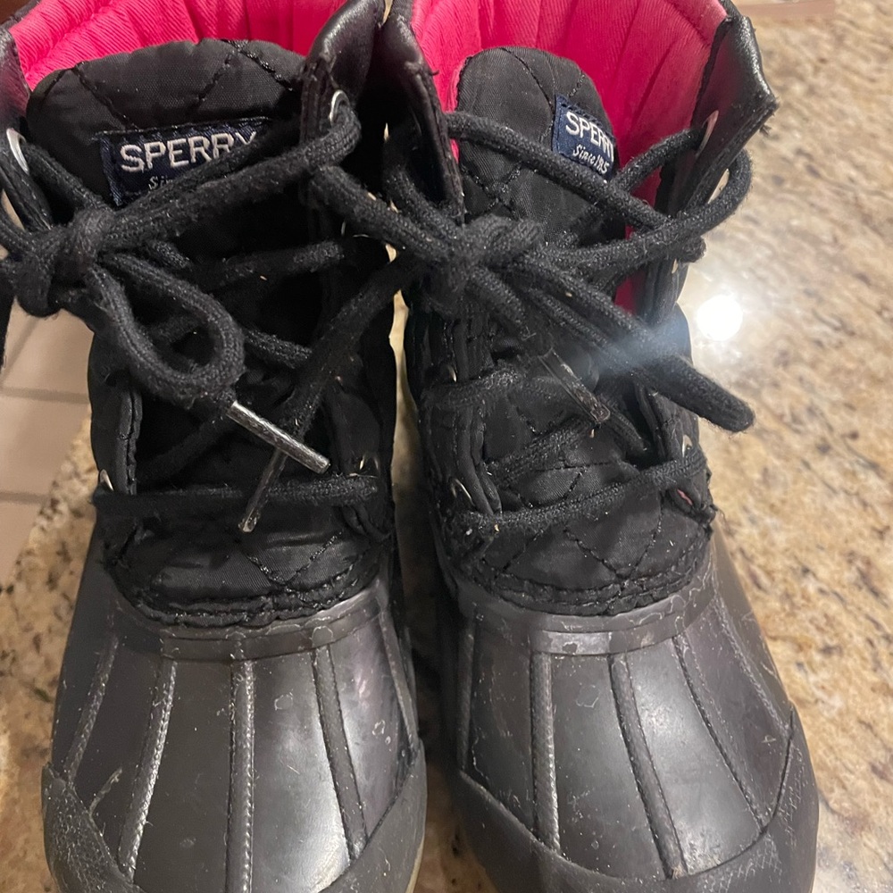 Sperry Kids Black and Pink Rain Boots